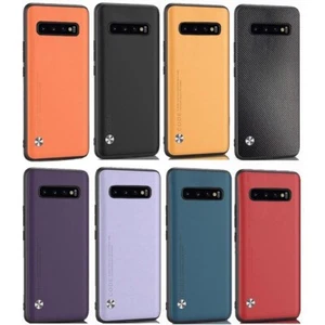 For Samsung Galaxy S10 S10+ S10E Leather Fabric Coated Rubber hard case cover - Picture 1 of 19