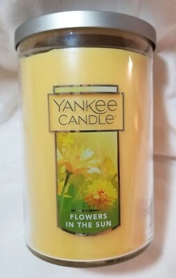 Yankee Candle FLOWERS IN THE SUN Tarro Grande 22 OZ Nuevo 2 Mechas Amarillo Floral Primavera Foto 1 de 4