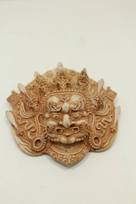 Handmade Decorative Mask Resin Akash Bhairab Mask off-white color Resin   - Image 1 of 4