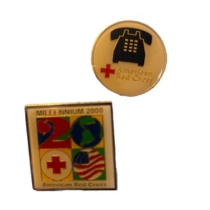 American Red Cross Millennium 2000 & Telephone Pic Lapel Pin Lot Of 2 - Picture 1 of 6