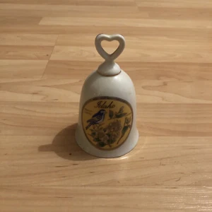 Idaho State Bird Bell - Porcelain Gold leaf VINTAGE - Picture 1 of 3