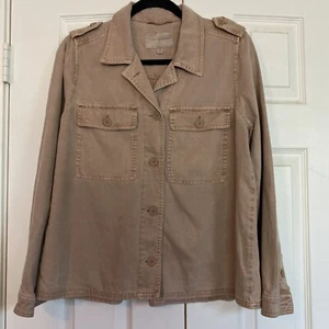 Lucky Brand Utility Jacket Shacket Camel Tan Button Front Lightweight Medium - Picture 1 of 7