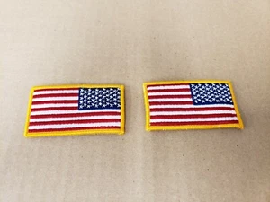 LOT OF 2 US American Flag Reverse Shoulder Patch Orange Border. MADE IN THE USA - Picture 1 of 2