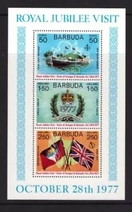 Hoja de sellos Barbuda 1977 visita reina Isabel II MNH como nuevos - Imagen 1 de 1