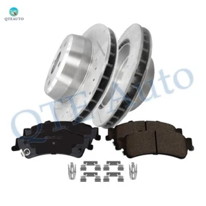 Rear Drill Disc Brake Rotors-Ceramic Brake Pad To 2001-2005 Chevy Silverado 1500 - Picture 1 of 7