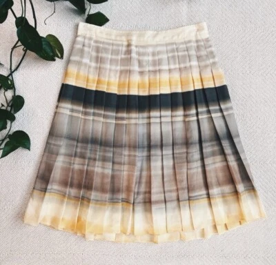 Theory Angelina Pleated A Line Silk Striped Skirt size 2 - Image 1 of 4