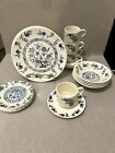 Blue Onion China Service For 4 Plates Bowls Desert Plates Cup And Saucers 20 PC