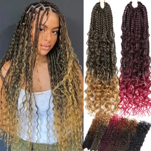 Goddess Box Braids Crochet Curly Ends Synthetic Braiding Hair Extension 18" US - Picture 1 of 19
