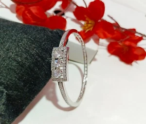 Designer CZ White Bracelet Open-able Party Wear Wedding Women Silver Plated Gift - Picture 1 of 4