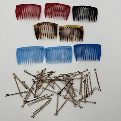 Vintage Goody Hair Combs Plastic Side Combs Lot 8 1980’s & Bobby Pins Rubber Tip - Image 1 of 3