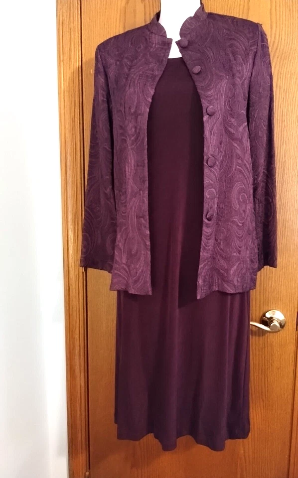Purple Sleeveless Dress & Jacket 8P, Coldwater Creek; Slinky, Knee-Length Dress - Image 1 of 4