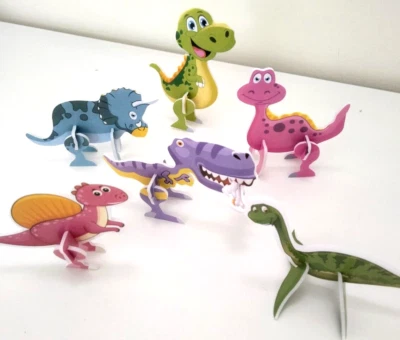 10 Pcs Dinosaur Dino Party Educational Cartoon 3D Puzzles Loot Kids Gift Favours - image 1 of 4