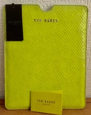 Ted Baker Neon Exotic Ipad Sleeve Leather Dressed As Snake Code 76 Yellow New - image 1 of 4