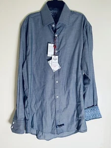 NUEVO CON ETIQUETAS Camisa de Lavandería Inglesa Para Hombres Grande Azul Floral Puños Cuello Abotonada Talla M - Imagen 1 de 6