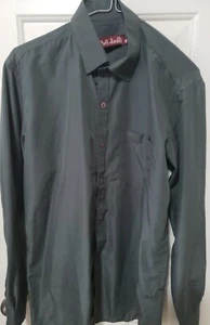 Men's Paris Piere Jordan Long Sleeve Button Up Dark Gray Dress Shirt Size M - Picture 1 of 9