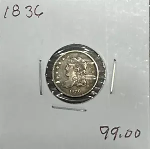 1836 Capped Bust Silver Half Dime - Looks VF/XF - OBV Scratch - Picture 1 of 3