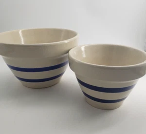 Robinson Ramsbottom Double Blue Stripe Nesting Mixing Bowl Set 6in & 8" - Picture 1 of 8