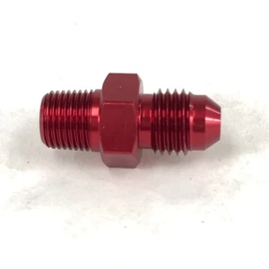 Aluminum Fitting Adapter 4AN Male end to 1/8NPT Male end Flare Straight Red - Picture 1 of 9