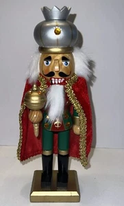 King Soldier Nutcracker Red Green Wood Decor Christmas 10” - Picture 1 of 10