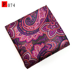 Men Fashion Paisley Floral Pocket Square Hanky 25cm x 25cm Colorful Handkerchief