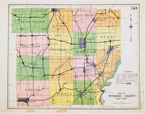 1941 WYOMING County NEW YORK Map ORIGINAL (20x16) Warsaw Attica Perry - Picture 1 of 3