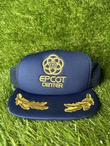 Disney Epcot Center Hat Cap Trucker Snapback Blattgold Blau Vintage 80er - Bild 1 von 9