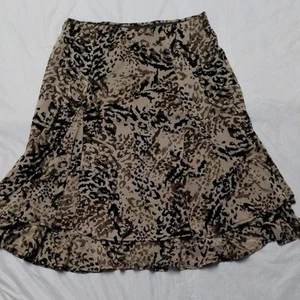 Falda midi vintage Y2K de malla con volantes dobladillo estampado animal talla M marrón - Imagen 1 de 5
