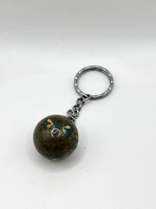 Vintage Cloisonné Enamel Chime Keychain Blue Yellow Butterfly Sphere Rings Shake - Picture 1 of 4