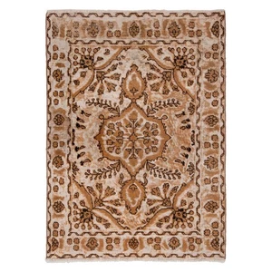Vintage 135x98 CM Hand-Knotted Oriental Carpet Rug Beige - Picture 1 of 11