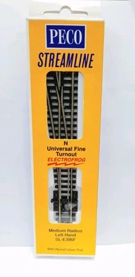 PECO STREAMLINE CODE 55 SL-E396F N MEDIUM RADIUS LEFT HAND ELECTROFROG TURNOUT - Image 1 of 4