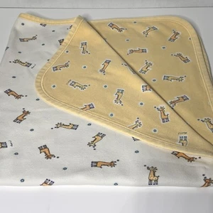 Vtg Carters Emu Namae Baby Blanket Yellow White Giraffe Print 100% Cotton - Picture 1 of 4