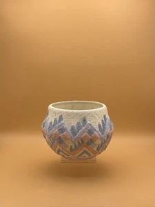 Atlantic Form VINTAGE rosa & blau Keramik 80er Jahre Southwestern Übertopf - Bild 1 von 8