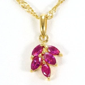 Jewelry 18K Yellow gold Necklace Ruby About3.2g About40cm Free shipping Used - Picture 1 of 5