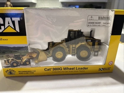 Cargador de ruedas Norscot Caterpillar Cat 980G modelo a escala 1/50 amarillo fundido a presión en caja Foto 1 de 4