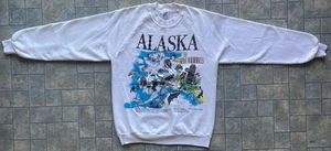 Vintage Jerzees Herren Large Sweatshirt Made in USA Alaska Karte The Great Wilderness - Bild 1 von 19