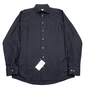 Eton Shirt Mens 15.5 39 Black Contemporary Fit Textured Cotton Dress Button - Picture 1 of 7