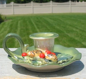 Candelabro de Navidad de porcelana de colección cono de pino acebo brillo Japón cónico antiguo - Imagen 1 de 7