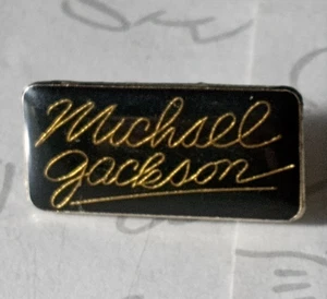 Michael Jackson Anstecknadel schwarz rechteckig Emaille Vintage - Bild 1 von 2
