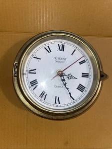 Rare None Running 1980’s President Seafarer Bulkhead Nautical Style Clock - Foto 1 di 16