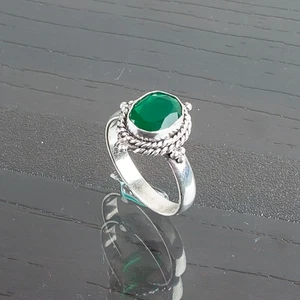 Green Onyx Gemstone Handmade 925 Sterling Silver Jewelry Designer Ring For Wife - Picture 1 of 6