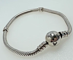 Pandora Serpiente Cadena Disney Mickey Circonita cúbica Cierre Plata Esterlina Dije Pulsera 6.3" - Imagen 1 de 8