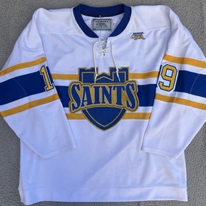 St Scholastica Saints Hockey Jersey White College Minnesota Gemini Size 48 #19 - Picture 1 of 13