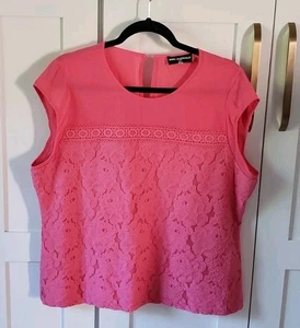 Karl Lagerfeld Blouse Womens L Pink Lace Crochet Sleeveless - Picture 1 of 7