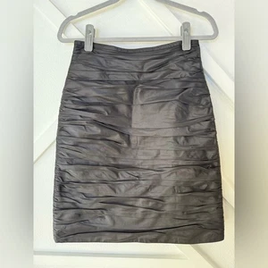 Rickie Freeman Teri Jon Black Ruched Satin Skirt Size 4 Cocktail Evening Wear - Picture 1 of 6
