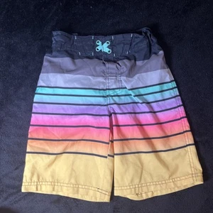Art Class Brand Striped Youth Boy’s Multi Colored Lined Board Swim Shorts Sz 8 - Picture 1 of 2