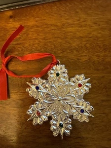 Lenox Silber Metall Schmuck Schneeflocke Ornament-keine Box-4 1/2 Zoll - Bild 1 von 4