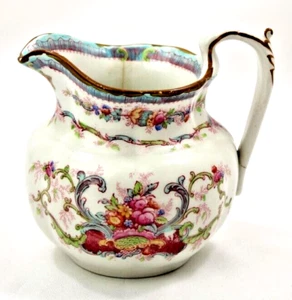 Cauldon English Pink Blue Flowers Puce Trim 4 1/4" Creamer (9120) - Picture 1 of 6