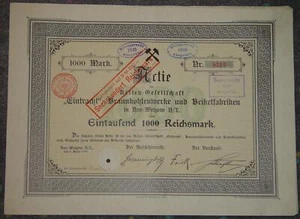 50 Stück Actien-Gesellschaft "Eintracht", Braunkohlenwerke und Briketfabriken 09 - Bild 1 von 1