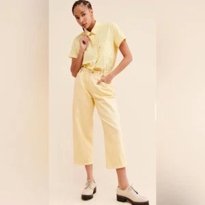 Jeans Edwin Maiia giallo limonata cropped gamba larga taglia M - Foto 1 di 7