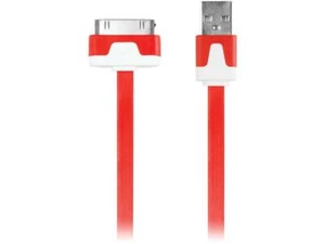 IESSENTIALS 30-Pin Charge/Sync Flat Cable for iPad/iPod/iPhone, 3.3ft (Red) - Zdjęcie 1 z 1